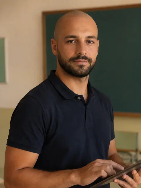 Sergio Luque, formador, revisando un gráfico en una tableta